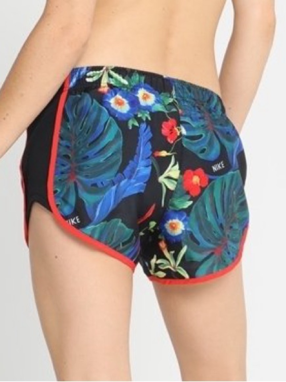Nike Dri-Fit Tempo Tropical Plant Floral Peacock Athletic Running Shorts Black - Picture 8 of 8